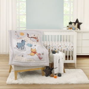 Disney Winnie the Pooh So Loved Crib Bedding Set, 3-Pieces, Gray, Blue, White, Unisex, Pooh, Tigger, Infant Disney