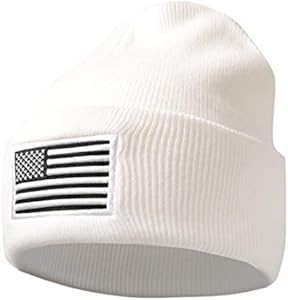 MIRMARU Men’s US American Flag Embroidered Folded Cuff Skull Beanie Cap – Comfortable Stretchy Warm and Cozy Winter Hat Mirmaru