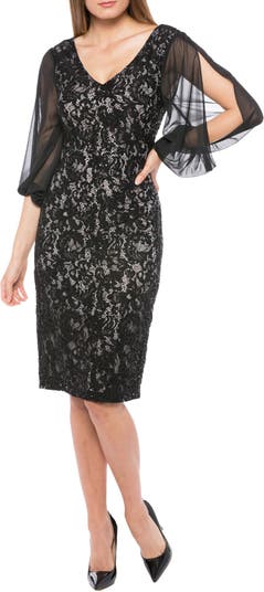 Кружевное шифоновое платье с v-образным вырезом MARINA