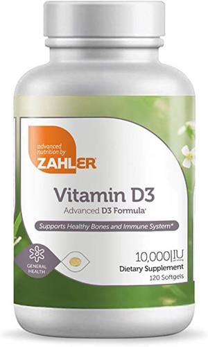 Витамин D3 - 10000 МЕ - 120 мягких капсул - Zahler Zahler
