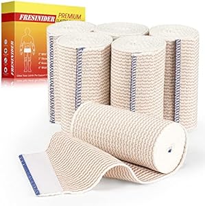 Premium Elastic Bandage Wrap, 12 Pack 2" Cotton Latex Free Compression Bandage Wrap with Touch Closure at Both Ends, Support & First Aid for Sports, Medical, and Injury Recovery FRESINIDER