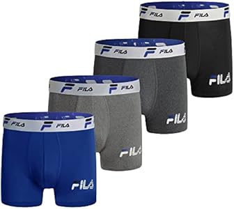 Fila Men's 4" Trunk No Fly Front with Pouch, Jersey & Mesh, 4-Pack Fila