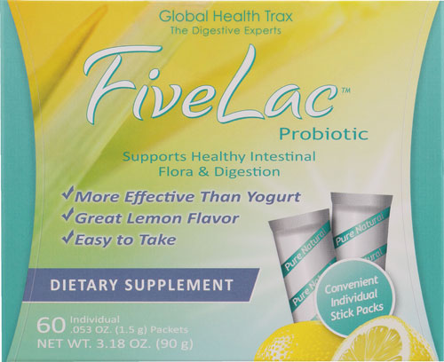 Пробиотик с лимоном Global Health Trax FiveLac™ — 60 пакетиков Global Health Trax