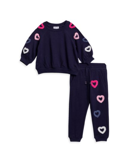 Little Girl's 2-Piece Open Heart Sweatshirt &amp; Jogger Pants Set Splendid