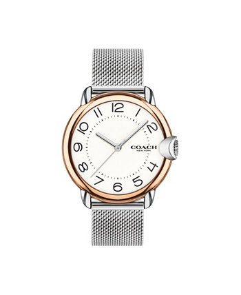 Женские часы Arden с серебряным браслетом из нержавеющей стали с сеткой, 36 мм COACH