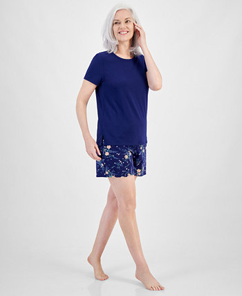 Women's Striped Short-Sleeve Pajamas Set, Created for Macy's Charter Club