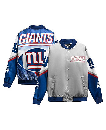 Мужская серая атласная куртка на кнопках New York Giants Fanimation Chalk Line
