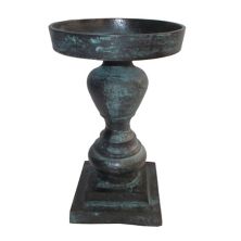 10.5&#34; Black Contemporary Patina Finish Pedestal Pillar Candle Holder A&B Home