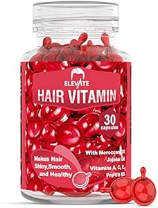 ELEVATE Hair Treatment Serum Oil Capsules - Conditioning Repair & Moisturizing Formula with Argan Jojoba Oils Vitamins A C E Pro Vitamin B5 Healthier Smooth Silky Thicker for Softness Shine Elevate