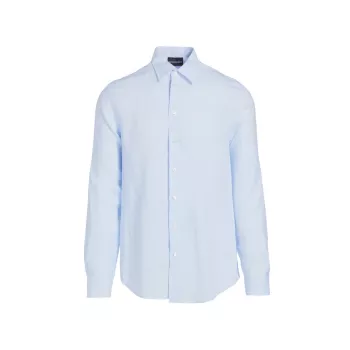 Льняная рубашка на пуговицах с длинными рукавами Emporio Armani