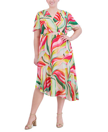 Plus Size Printed Asymmetrical-Hem Midi Dress Jessica Howard