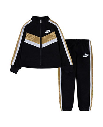 Little Girls Go For Gold: куртка с трикотажной молнией во всю длину и комплект подходящих брюк Nike