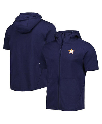 Мужская темно-синяя толстовка с капюшоном Houston Astros Recruit с молнией во всю длину и короткими рукавами LevelWear