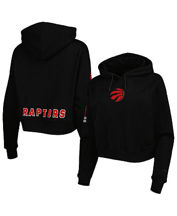 Women's Black Toronto Raptors Classic Fleece Cropped Pullover Hoodie Pro Standard