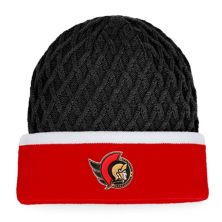 Мужская вязаная шапка Fanatics красного/черного цвета с манжетами в полоску Ottawa Senators Iconic Fanatics