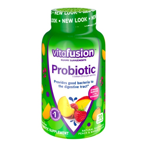 Пробиотик Vitafusion, натуральная малина, персик и манго, 5 миллиардов КОЕ, 70 жевательных таблеток Vitafusion