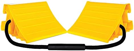 Camco 44478 RV Double Super Wheel Chock with Rope - Pack of 4 , Yellow Camco