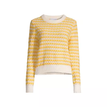 Two-Tone Knit Linen Sweater White + Warren