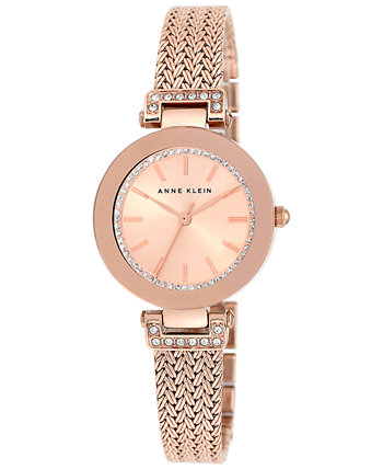 Женские часы премиум-класса с браслетом из нержавеющей стали цвета розового золота и кристаллами 30 мм AK-1906RGRG Anne Klein