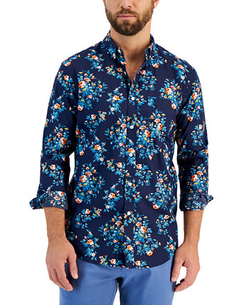 Мужская рубашка из поплина с цветочным принтом Garden, созданная для Macy's Club Room