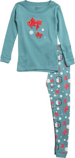 Хлопковая пижама из двух предметов с изображением рыбы Leveret