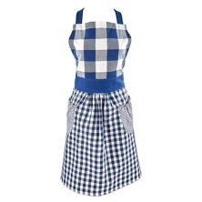 33.5&#34; Blue and White Gingham Apron with Pockets Contemporary Home Living