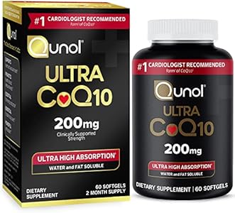 Qunol CoQ10 200mg Softgels (Мягкие капсулы), Ultra CoQ10 - Ultra High Absorption Coenzyme Q10 Supplements - Antioxidant Supplement for Vascular and Heart Health & Energy Production - 2 Month Supply - 60 Count Qunol