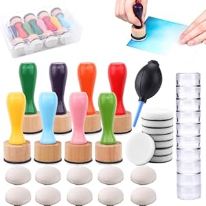 BAOFALI 29Pcs/Set Ink Blending Ink Air Blower Tool,with Foams Replacement Refill Foam Storage Box Tool for Foams Scrapbooking Painting Drawing Art Supplies Tool (8 Colors Handle) BAOFALI