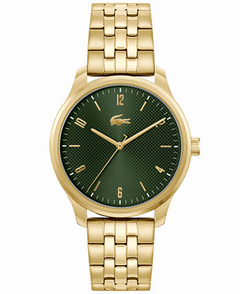 Мужские часы Lisbon кварцевые золотистого цвета с браслетом из нержавеющей стали 42 мм Lacoste