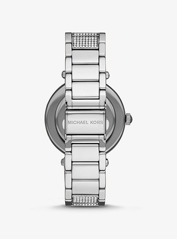 Крупногабаритные серебряные часы Parker Pavé Michael Kors