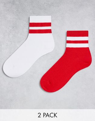 Комплект красных спортивных носков с яркими полосками ASOS DESIGN ASOS DESIGN