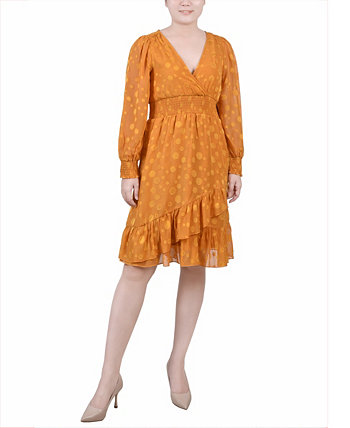 Женское платье с присборенной талией и длинными рукавами NY Collection