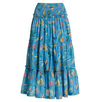Текстурированная хлопковая юбка-миди Otto Fish ALÉMAIS