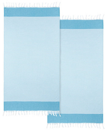 Текстиль Элегантное пляжное полотенце в тонкую полоску Pestemal, 2 шт., пляжное полотенце из 100% турецкого эгейского хлопка Linum Home