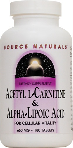 Source Naturals Ацетил-L-карнитин и альфа-липоевая кислота — 650 мг — 180 таблеток Source Naturals