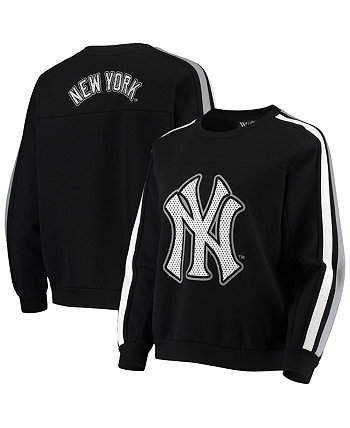 Женская черная толстовка New York Yankees с перфорированным логотипом The Wild Collective