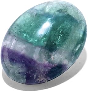 KALIFANO Fluorite Palm Stone with Healing & Calming Effects - AAA+ High Energy Fluorita Reiki Worry Crystal Used for Soothing Anxiety and Stability (Family Owned and Operated) KALIFANO