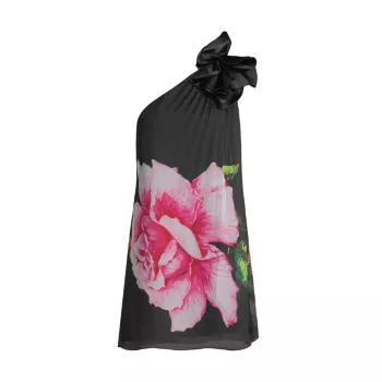 Плиссированное шифоновое мини-платье на одно плечо с цветочным рисунком ONE33 SOCIAL