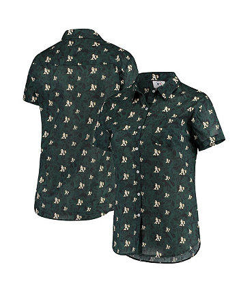 Женская зеленая рубашка Oakland Athletics с цветочным принтом на пуговицах FOCO