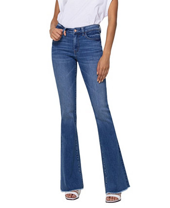 Women's Mid Rise Raw Hem Mini Flare Jeans Vervet