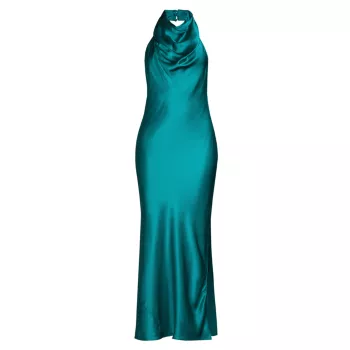 Cowlneck Silk Midi-Dress Aiifos