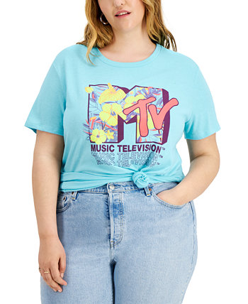 Модная футболка большого размера MTV с неоновой цветочной графикой Love Tribe