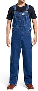 HISEA Men's Denim Bib Overall, Mens Relaxed Fit Overall Midweight Workwear with Adjustable Straps and Convenient Tool Pockets HISEA