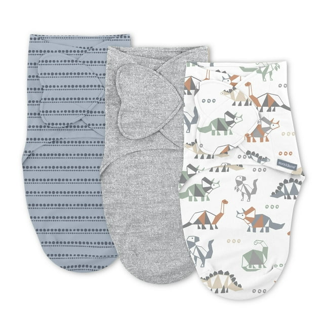 SwaddleMe by Ingenuity Monogram Collection Swaddle,  3-Pack, For Ages 0-3 Months - Rainbow Ingenuity