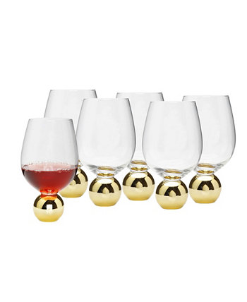Бокалы для вина на подставке из золотых шаров, набор из 6 шт. Classic Touch