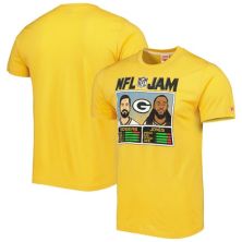 Мужская футболка Homage Aaron Rodgers & Aaron Jones Heather Gold Green Bay Packers NFL Jam Tri-Blend Homage