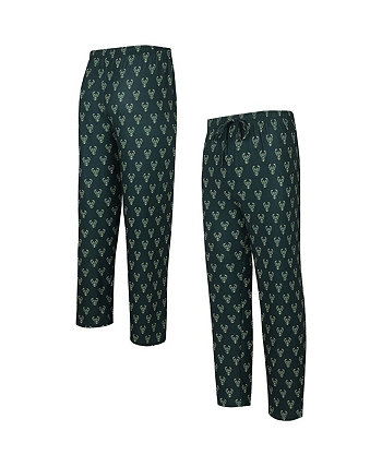 Мужские брюки для сна Hunter Green Milwaukee Bucks со сплошным логотипом и принтом Gauge Concepts Sport