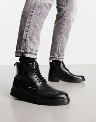 Черные кожаные массивные ботинки броги Ben Sherman Ben Sherman