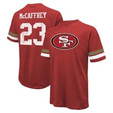 Мужская футболка Majestic Threads Christian McCaffrey Scarlet San Francisco 49ers с именем и номером большого размера Majestic