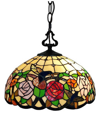Подвесной светильник с цветком колибри с двумя лампами Tiffany Style Amora Lighting